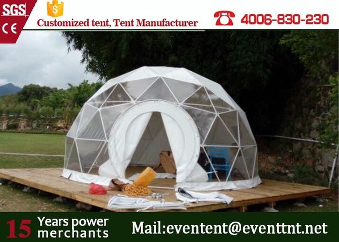 Luxury Camping Tent Geodesic Dome 6m Diameter 6 - 8 Person With Clear Walls